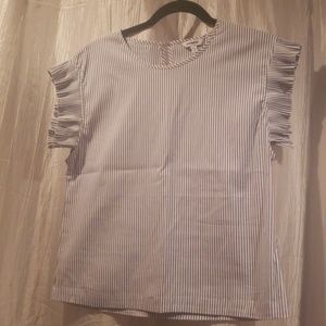 Blue and white pinstripe top